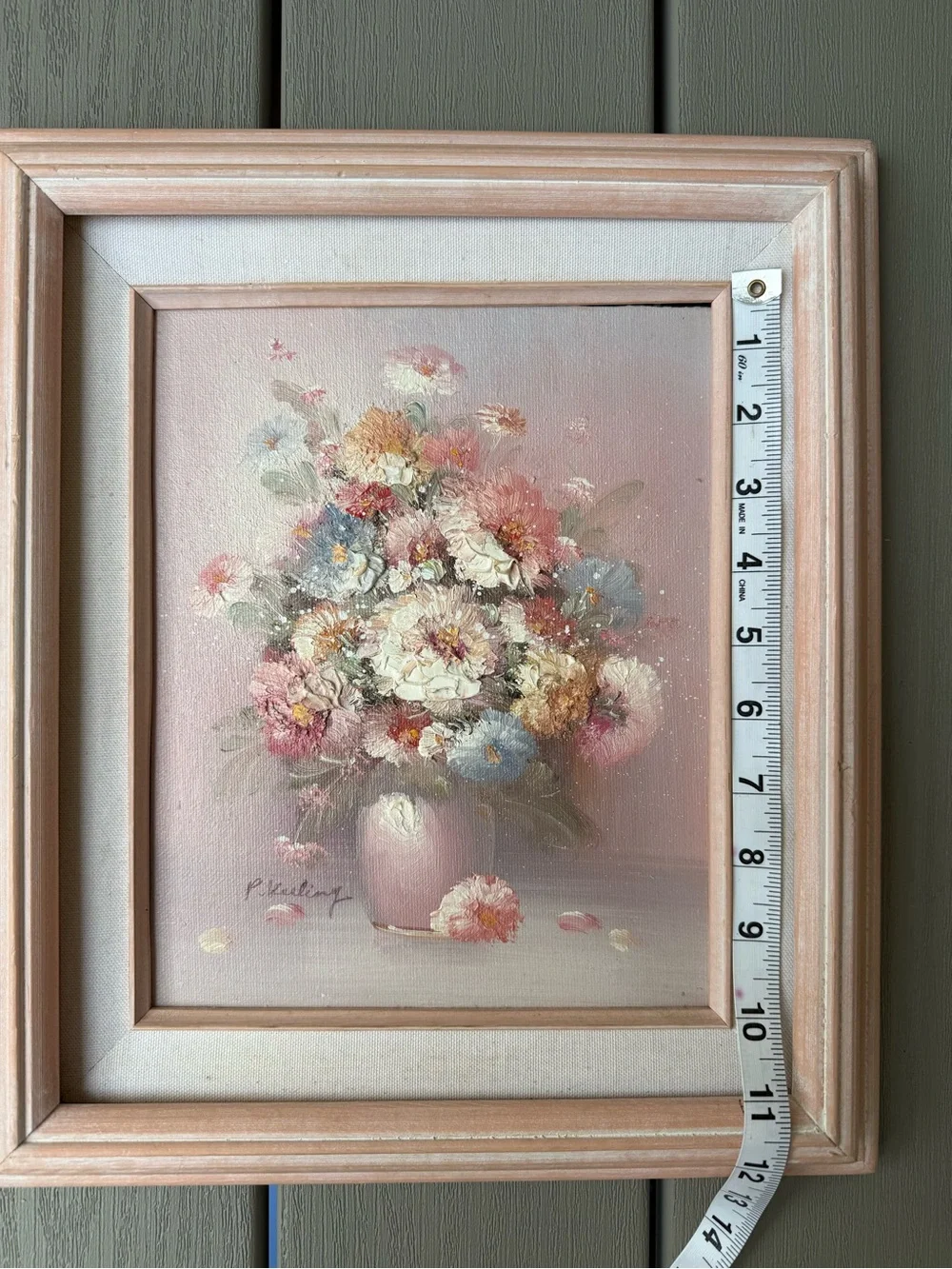 Vintage P. Keeling Signed Original Impasto Oil Floral Painting 8x10 Framed